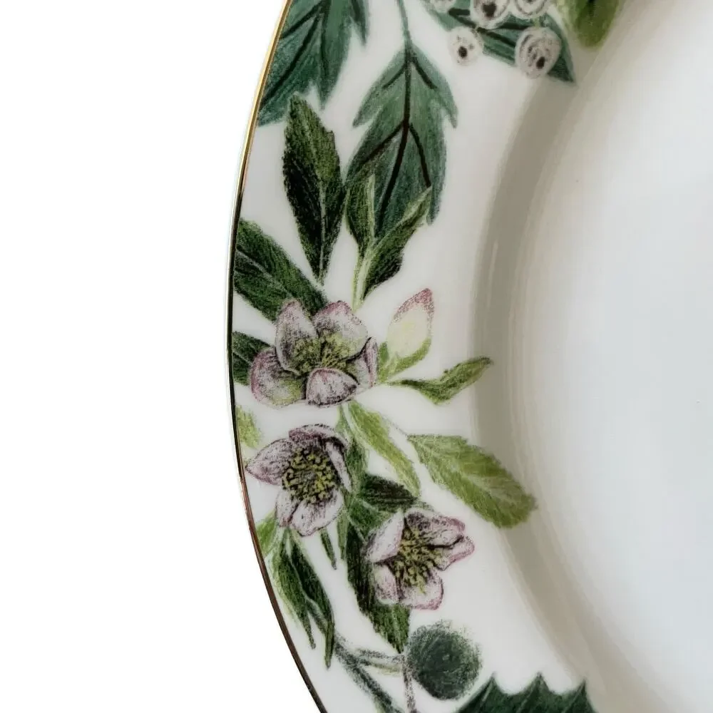 Grace Teaware Christmas Poinsettia Dinner Plates 10.5in Set of 4 Holiday New